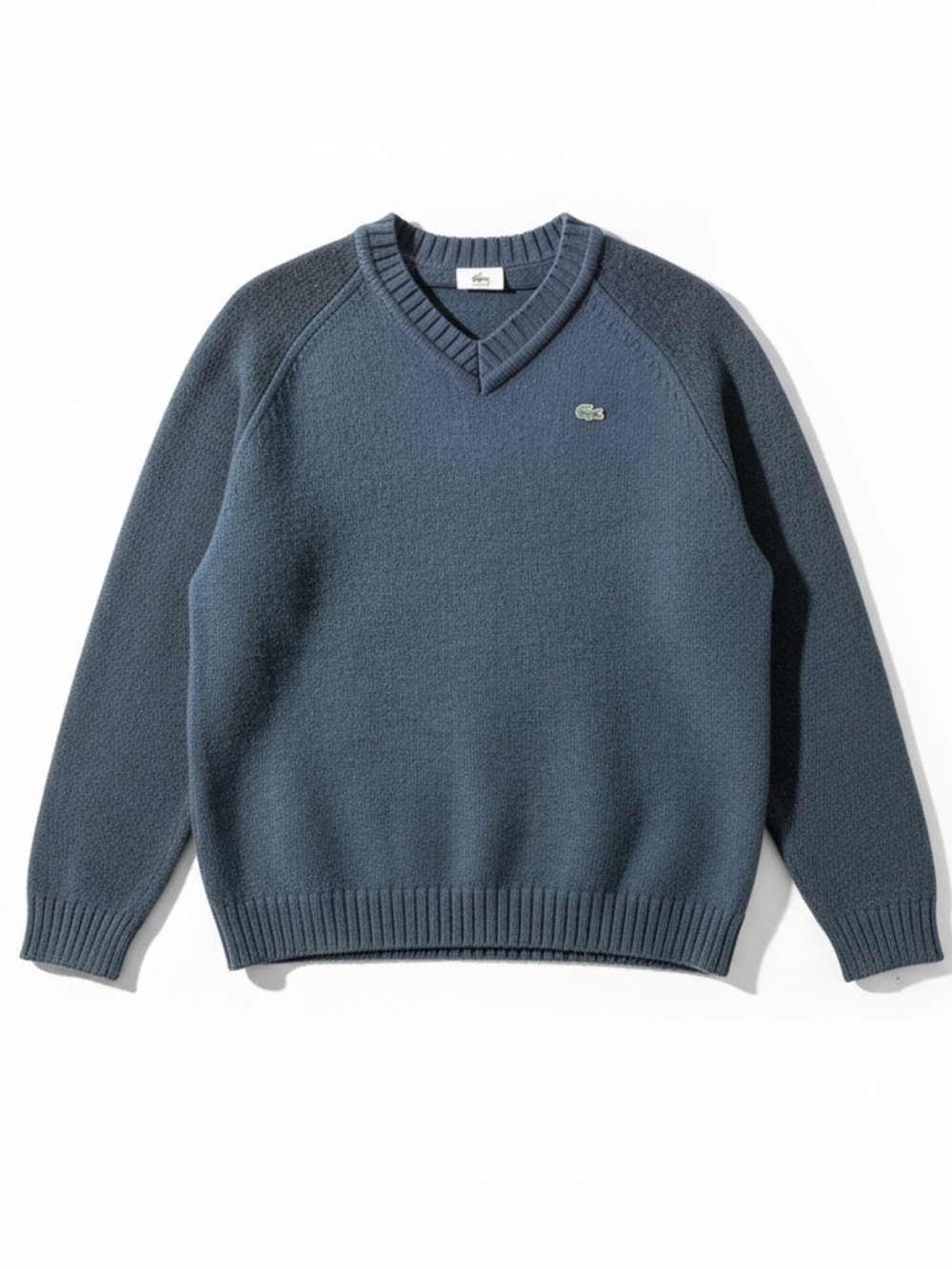 Lacoste Wool Blend V-Neck Long Sleeve Sweater Blue Women’s Size 6